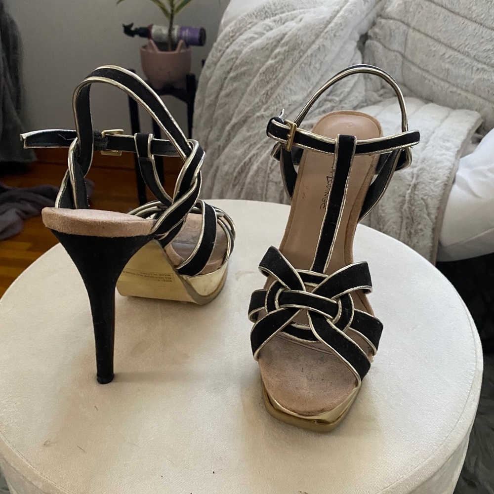 Diva lounge black and gold heels size 7